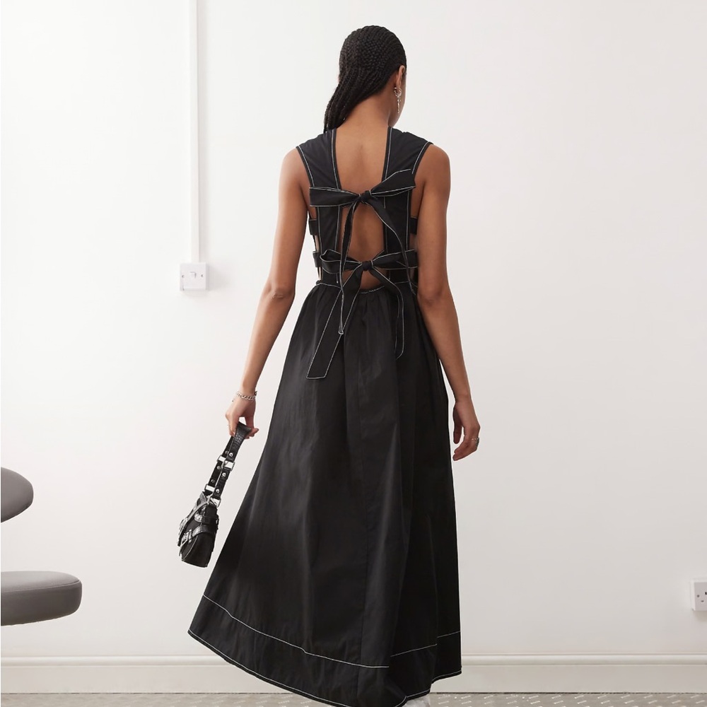 ASOS Open Back Black Bow-Back Maxi Dress